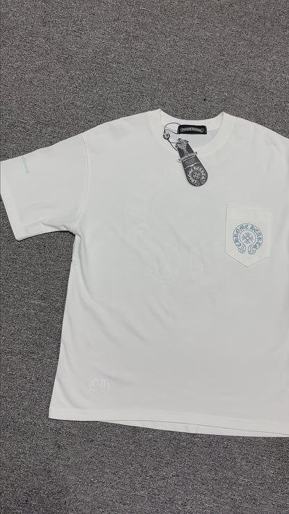 Chrome Hearts Blue Horseshoe Logo T-Shirt