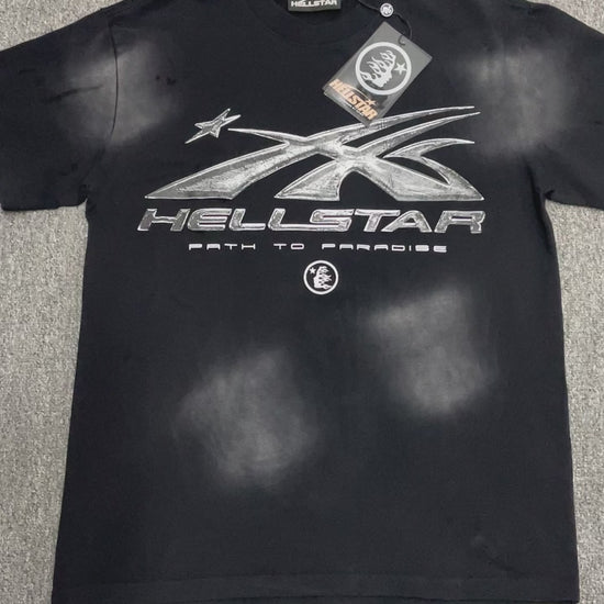 Hellstar Chrome Logo T-shirt in washed black front view