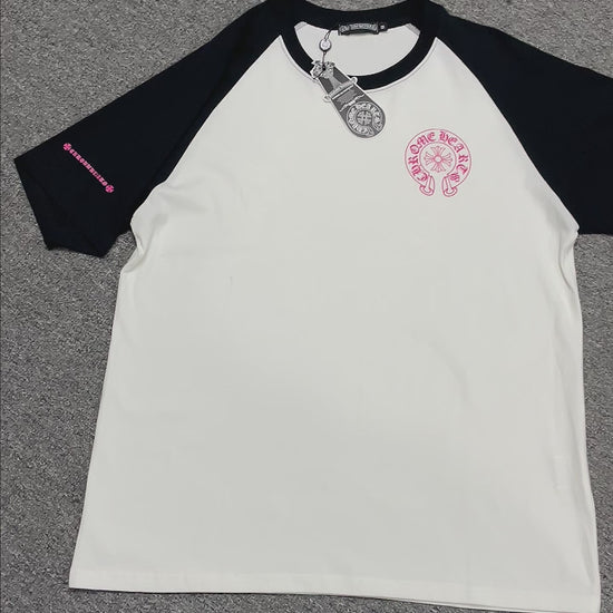 Chrome Hearts Pink Horseshoe Raglan T-Shirt