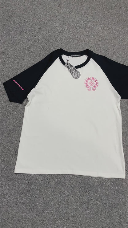 Chrome Hearts Pink Horseshoe Raglan T-Shirt