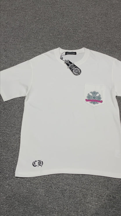 Chrome Hearts Cemetery Cross Pocket T-Shirt | Pink Graphic Streetwear Tee Wholesale