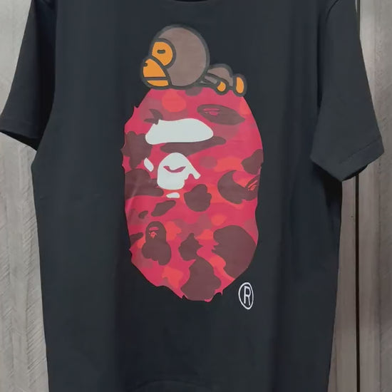 Black red camo Milo on Big Ape graphic T-shirt front view