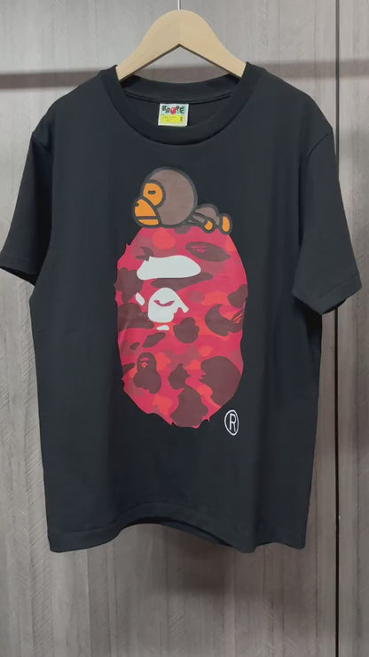 Black red camo Milo on Big Ape graphic T-shirt front view