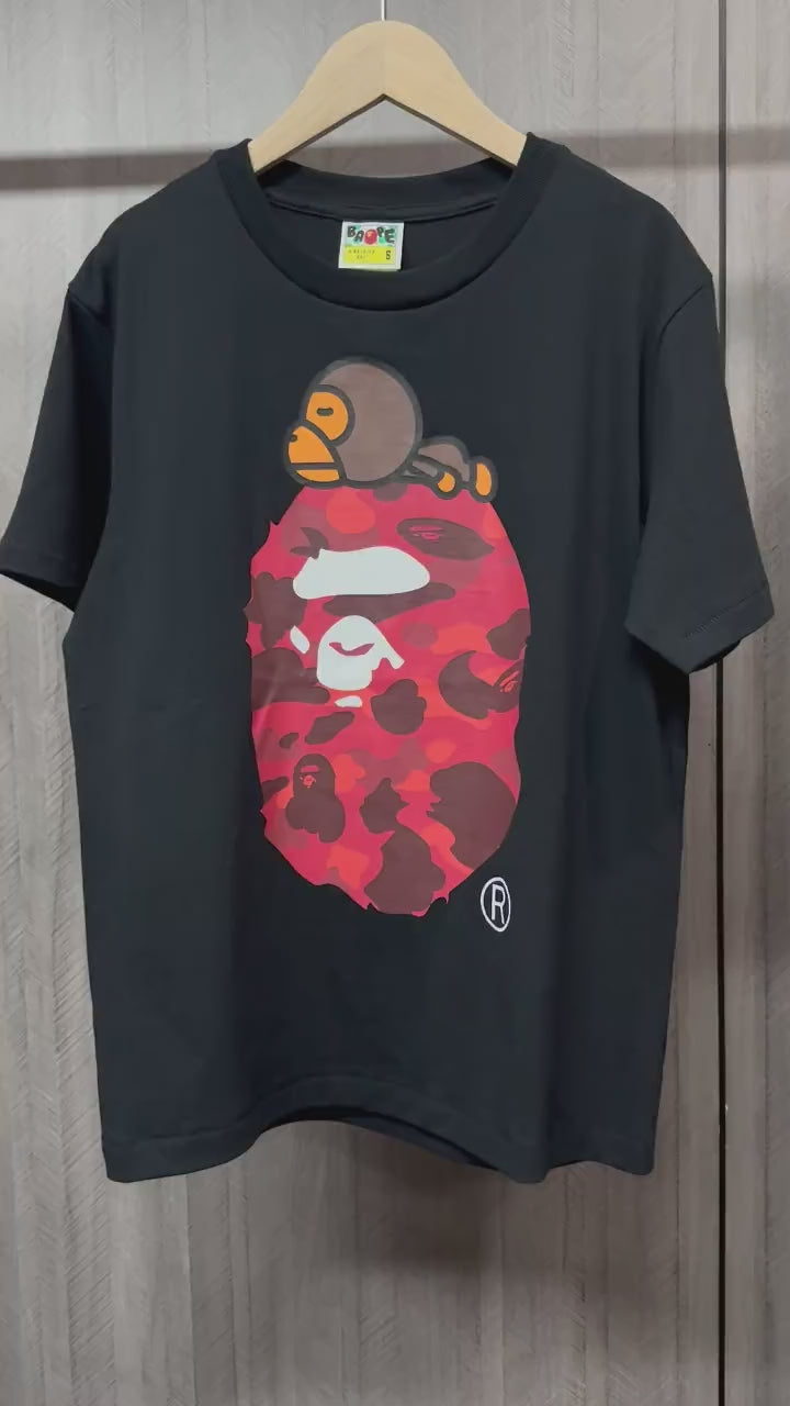 Black red camo Milo on Big Ape graphic T-shirt front view